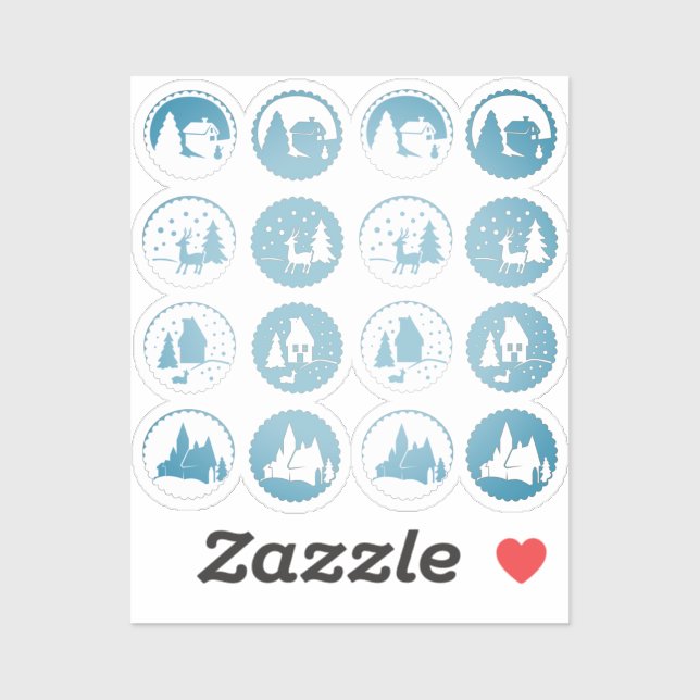 Pegatina Navidades contemporáneos Escena de invierno Set Sm (Hoja)