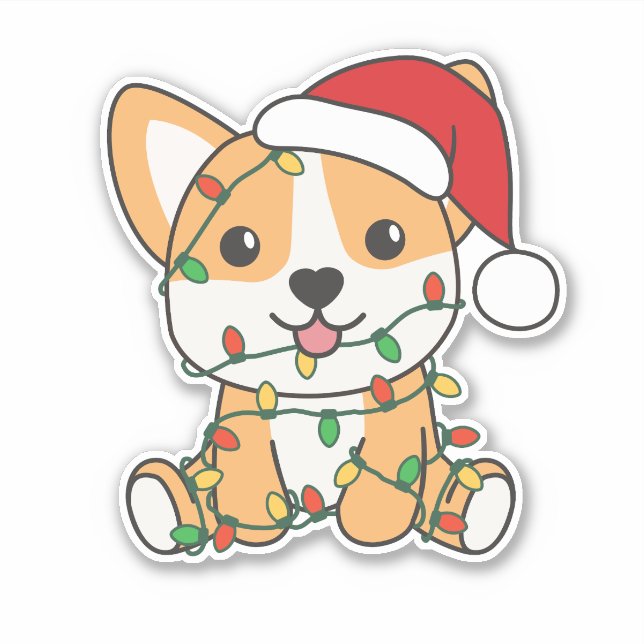 Pegatina Navidades Corgi Animales De Invierno Perro (Anverso)