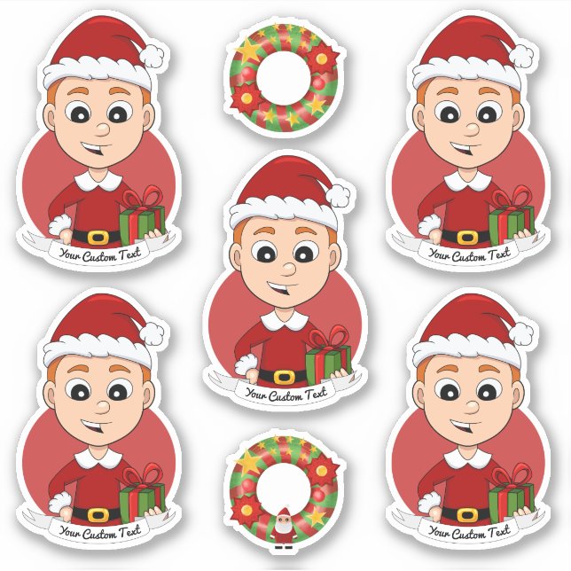 Pegatina Navidades cortos muchacho con pelo jengibre (Anverso)