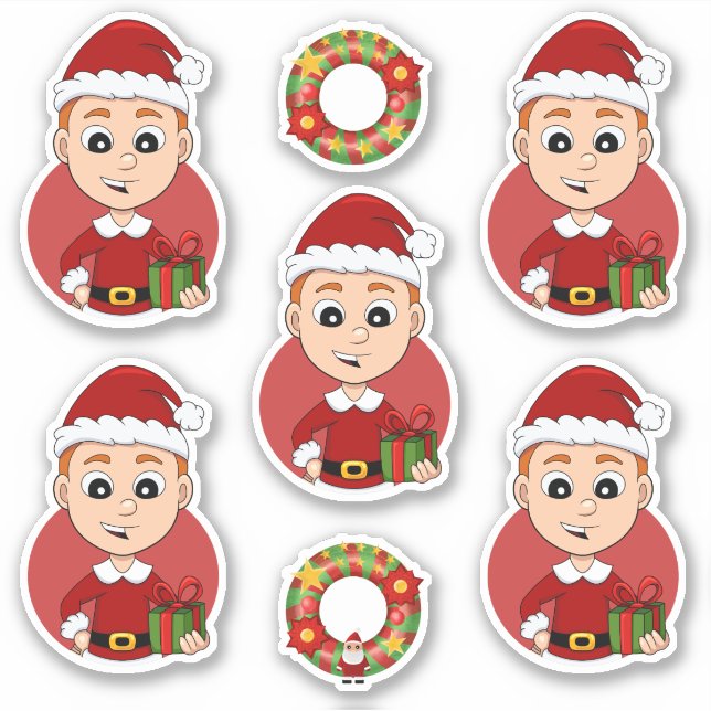 Pegatina Navidades cortos muchacho con pelo jengibre (Anverso)