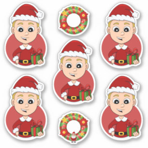 Pegatina Navidades cortos muchacho con pelo rubio