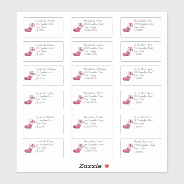 Pegatina Navidades Cuidados Almacenando Nombre y Dirección  (Hoja)