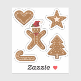 Pegatina Navidades Cute Gingerbread Cookie Shapes