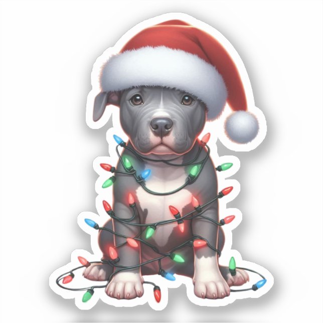 Pegatina Navidades Cute Pitbull (Anverso)