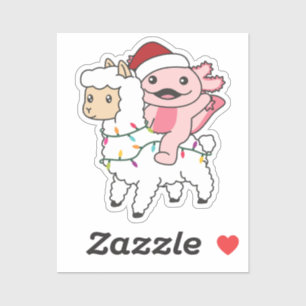Pegatina Navidades de Axolotl Llama Alpaca Animales de invi