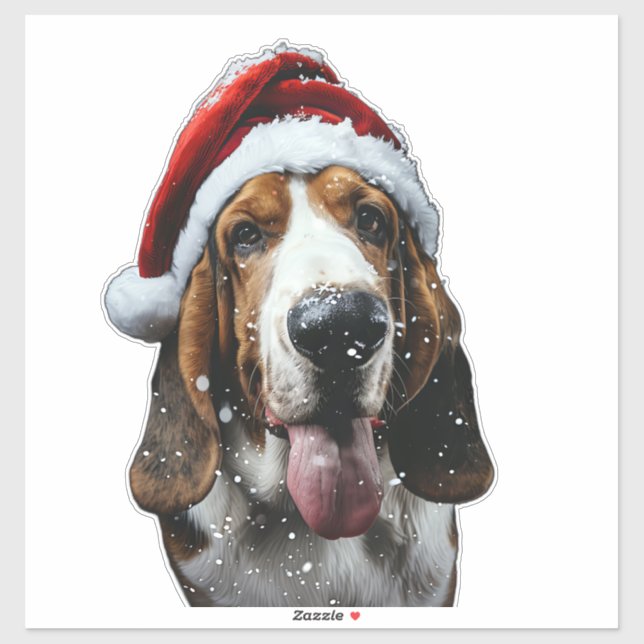 Pegatina Navidades de Basset Hound (Hoja)