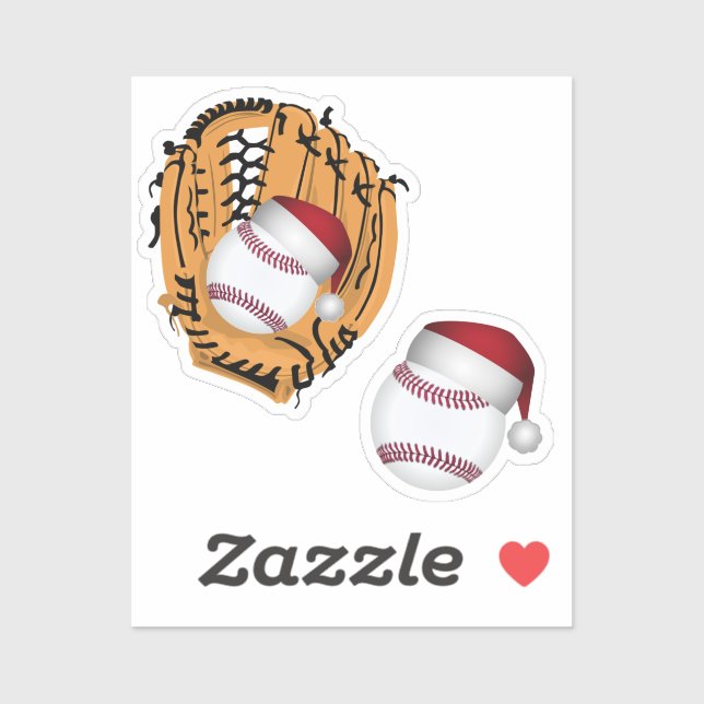 Pegatina Navidades de béisbol de Santa Hat (Hoja)