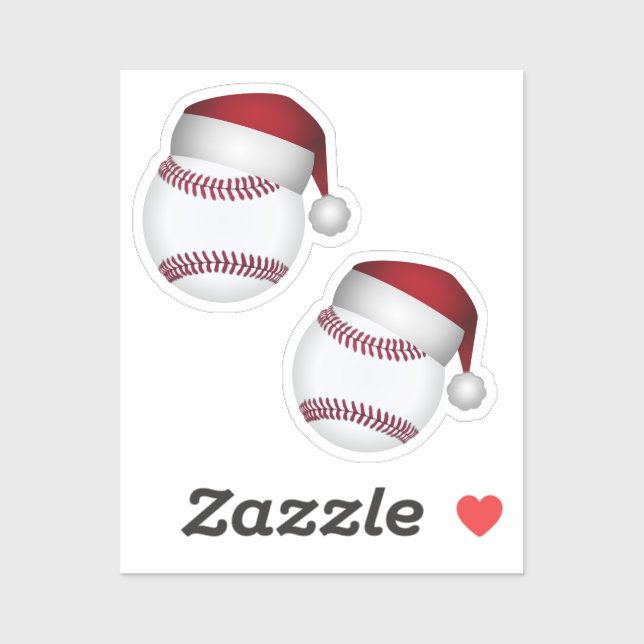 Pegatina Navidades de béisbol de Santa Hat (Hoja)