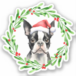 Pegatina Navidades de Boston Perro Perro Puppy Vinyl