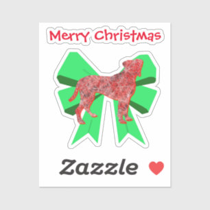Pegatina Navidades de Boxer Silhouette Red Dog y Green Bow