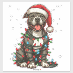 Pegatina Navidades de bulldog de foso iluminan nieve de San