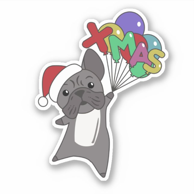 Pegatina Navidades de Bulldog franceses niegan animales de  (Anverso)
