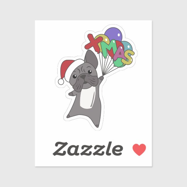 Pegatina Navidades de Bulldog franceses niegan animales de  (Hoja)