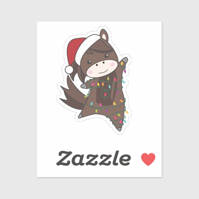 Pegatina Navidades de caballos Pony Niegan a los animales d (Hoja)