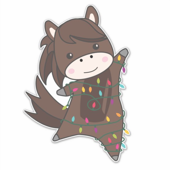 Pegatina Navidades de caballos Pony Niegan a los animales d (Anverso)