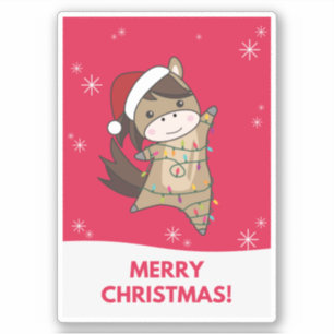 Pegatina Navidades de caballos Pony Niegan a los animales d