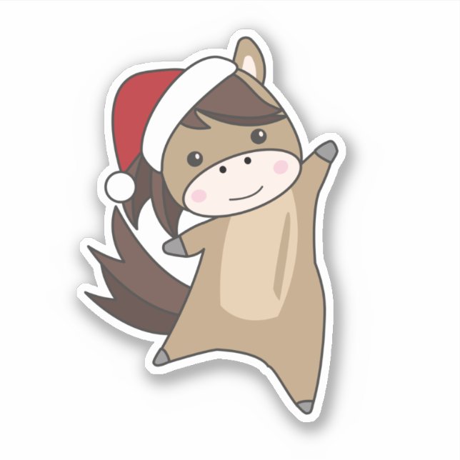 Pegatina Navidades de caballos Pony Niegan a los animales d (Anverso)