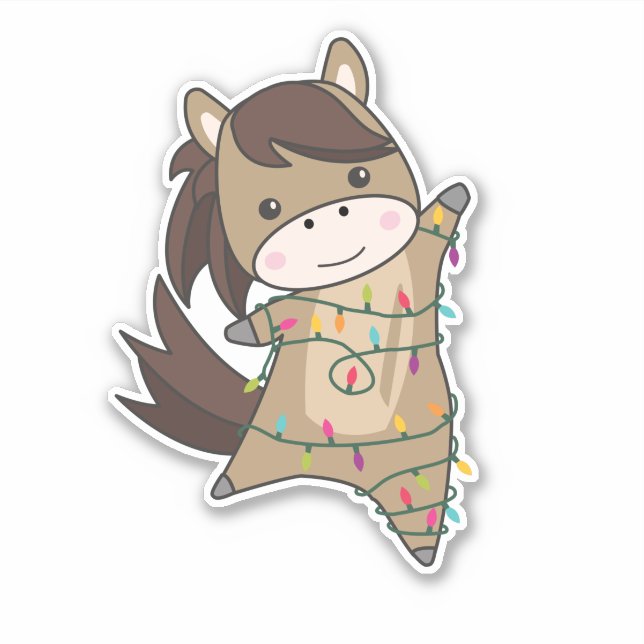 Pegatina Navidades de caballos Pony Niegan a los animales d (Anverso)