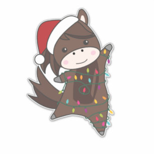 Pegatina Navidades de caballos Pony Niegan a los animales d