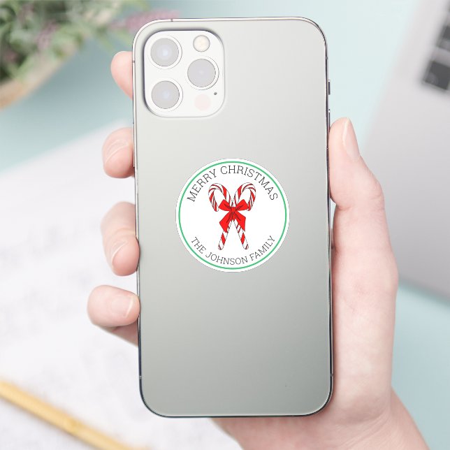 Pegatina Navidades de caña y vaca de caña de cándalo person (Teléfono)