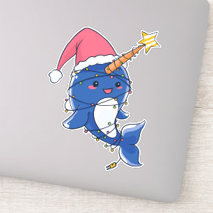 Pegatina Navidades de Cute Kawaii Narwhal
