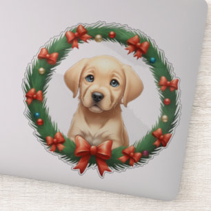 Pegatina Navidades de Cute Labrador Pup Festividad de la co