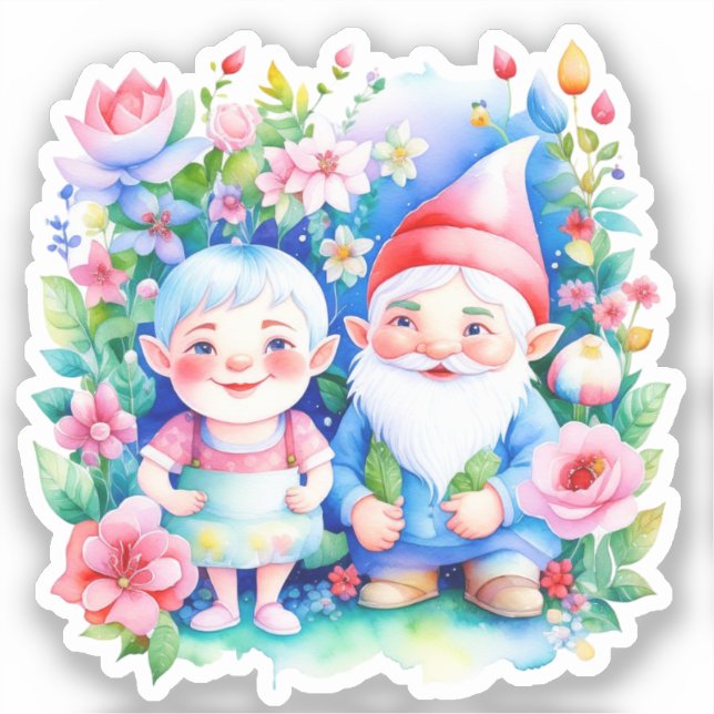 Pegatina Navidades de Cute Mr. y Mrs. Clause (Anverso)