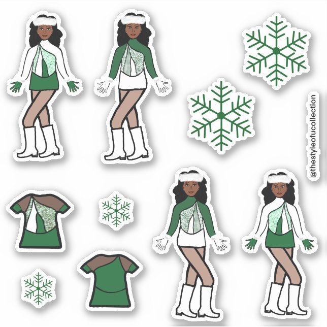 Pegatina Navidades de danza Green (Anverso)