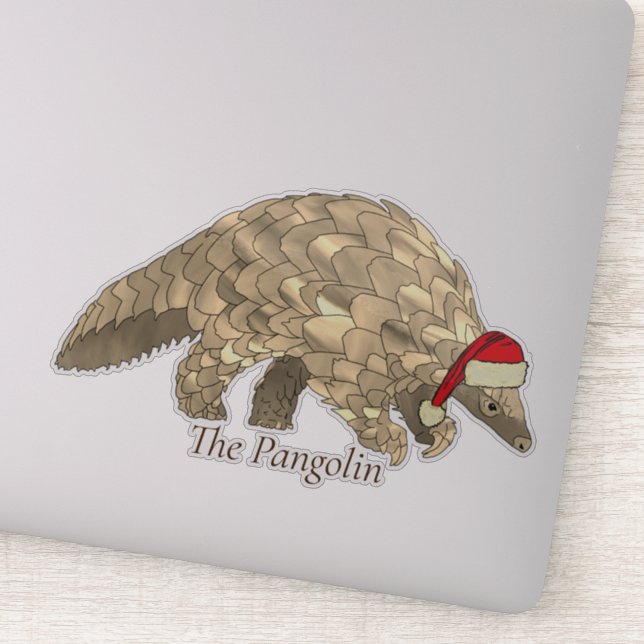 Pegatina Navidades de Especies Amenazadas de Santa Pangolin (Detalle)