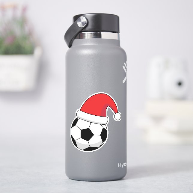 Pegatina Navidades De Fútbol Con Gorra De Santa Claus (hidrofrasco)