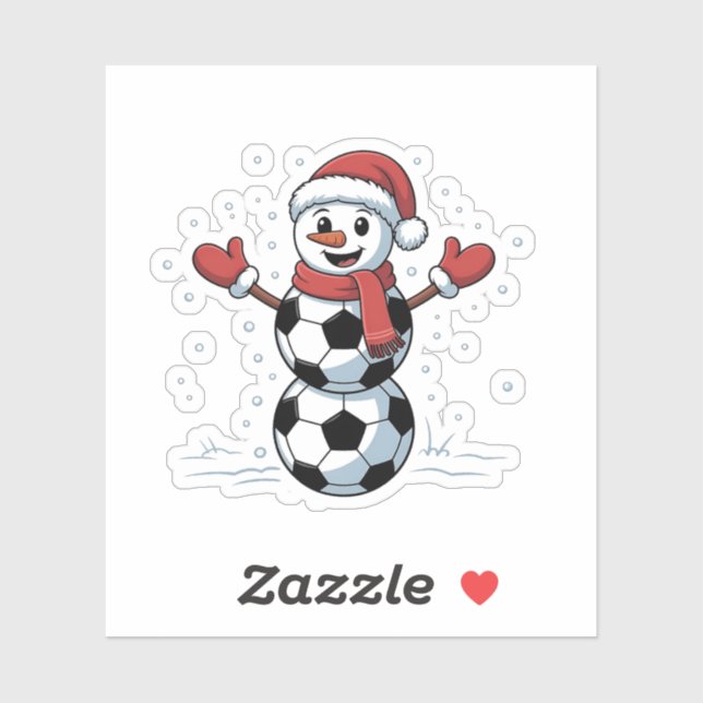 Pegatina Navidades de fútbol de snowman Santa Baseball Spor (Hoja)