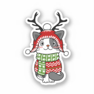 Pegatina Navidades de gatos ricas repartiendo estufas en Ga
