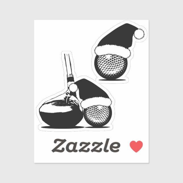 Pegatina Navidades de Golf Ball y Golf Club (Hoja)