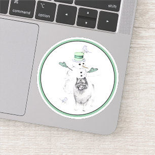 Pegatina Navidades de Keeshond Snowman pinta arte de perro