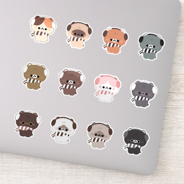 Pegatina Navidades de la Caída de Invierno de los Gatos (Detalle)