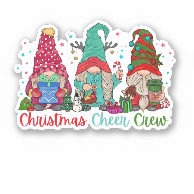 Pegatina Navidades de la familia de nieve Cheer Crew gnomes (Anverso)