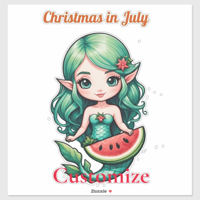 Pegatina Navidades de la Sirenita de Julio Thunder_Cove (Hoja)