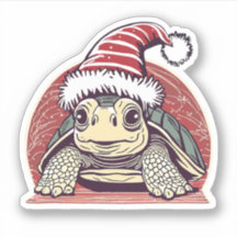 Navidades de la tortuga Santa Hat Vinyl