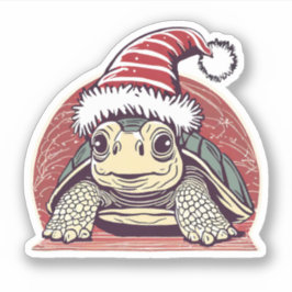 Pegatina Navidades de la tortuga Santa Hat Vinyl