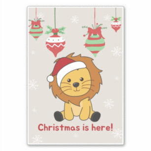 Pegatina Navidades de leones niegan a los animales de invie