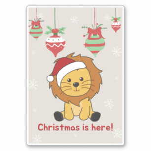 Pegatina Navidades de leones niegan a los animales de invie
