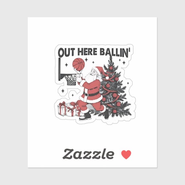 Pegatina Navidades de navidad deportiva de baloncesto (Hoja)