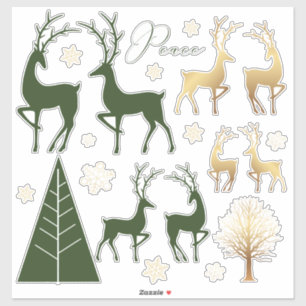 Pegatina Navidades de oro verde vacaciones elementos modern