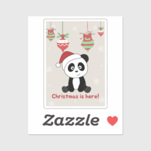 Pegatina Navidades de Panda Nieve Animales De Invierno Pand