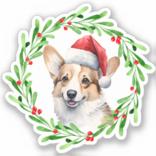 Pegatina Navidades de Pembroke Welsh Corgi Perro Puppy Viny