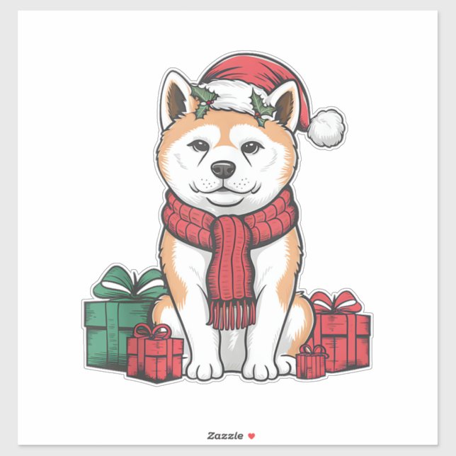 Pegatina Navidades de perro de Akita Fiestas navidad Navida (Hoja)