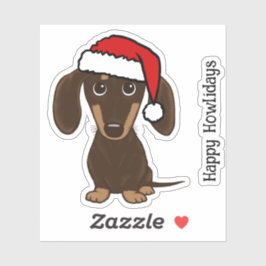 Pegatina Navidades de perro de chocolate Dachshund Santa Cu