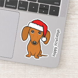 Pegatina Navidades de perro de Santa Dachshund Cute Wiener