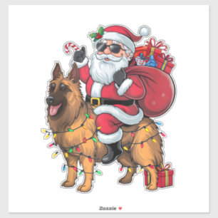 Pegatina Navidades de perro pastor alemán en Santa Riding