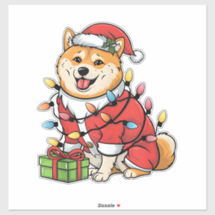 Pegatina Navidades de perros inu de Santa Shiba